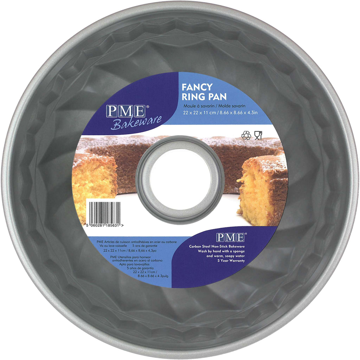 Molde Bundt Cake de Acero al Carbono Antiadherente de 8.6 x 4-Pulgadas de Profundidad