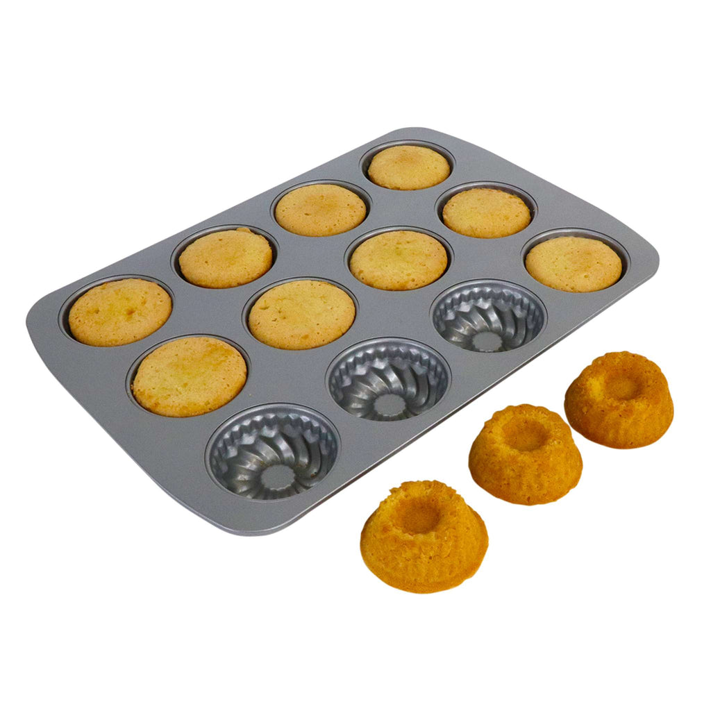 12 Cup Non-Stick Mini Fancy Ring Pan