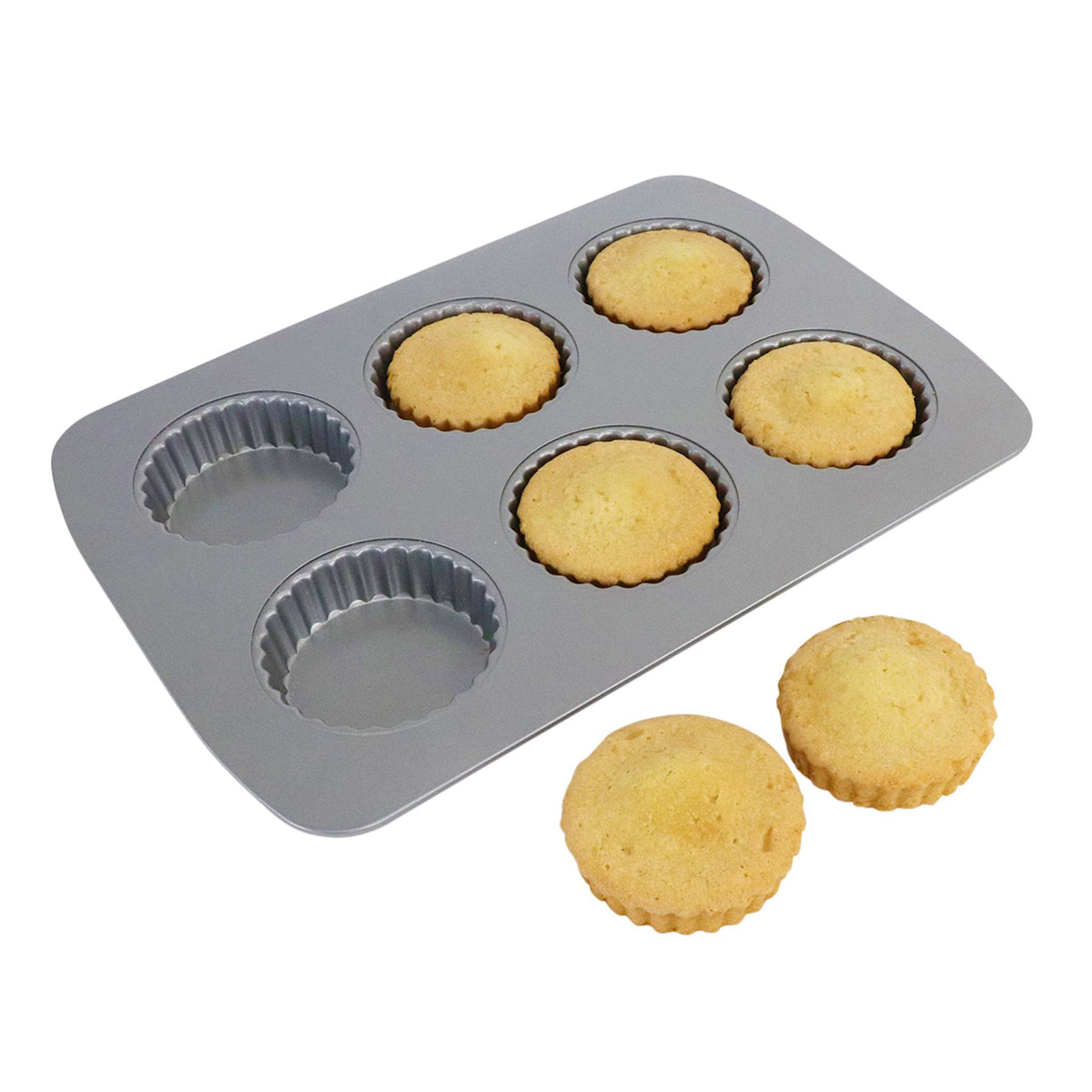 Moule à tartelette antiadhésif 6 tasses (37,3 x 26,1mm / 14,7 x 10,3")