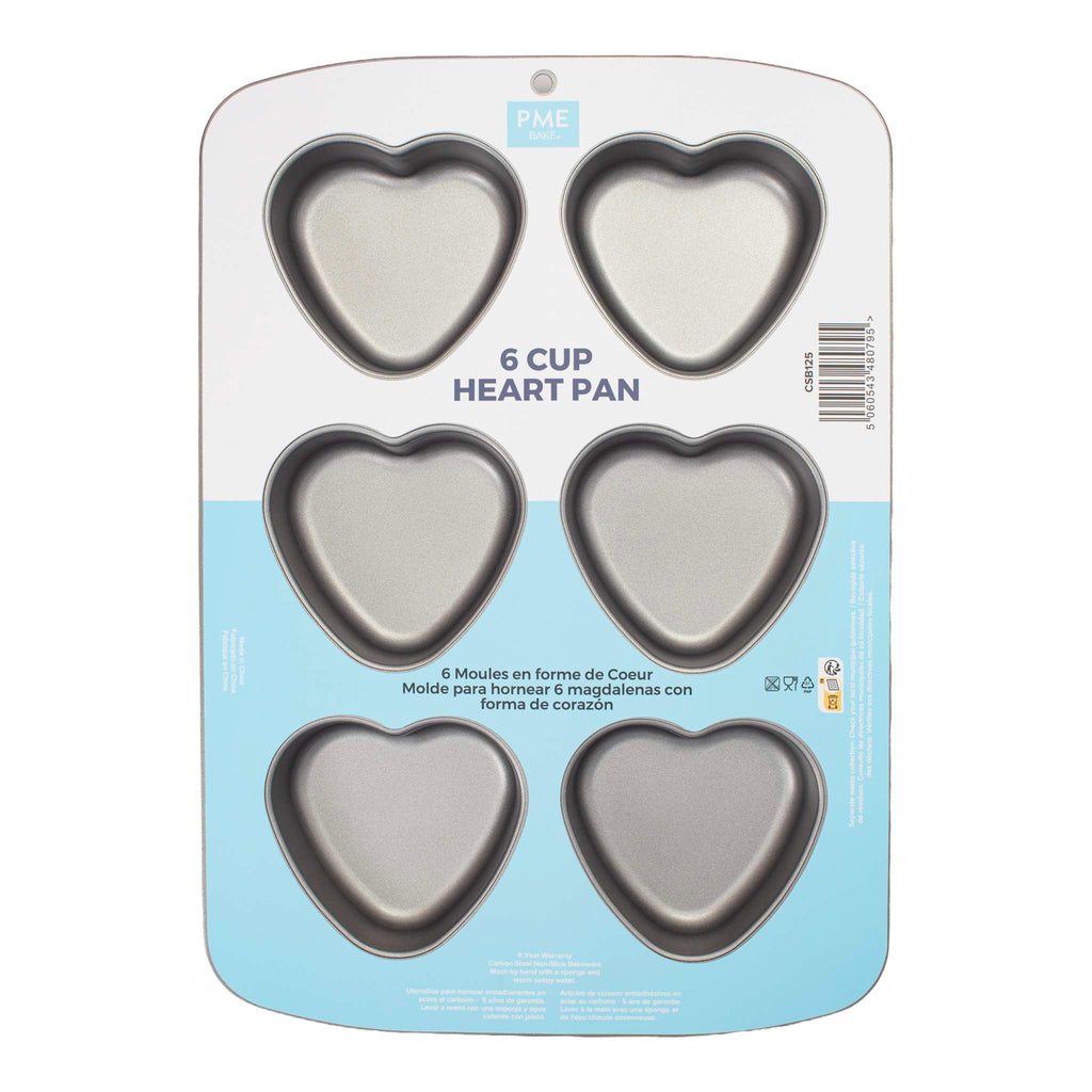 Antihaft - 6 Cup Herz Form (37.3 x 26.1mm / 14.7 x 10.3")