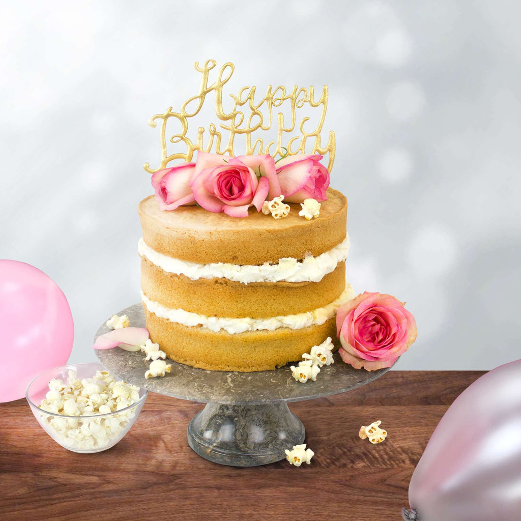 Plastikausstecher - Tortenaufsatz Alles Gute zum Geburtstag Script (185 x 155mm / 7,3 x 6")