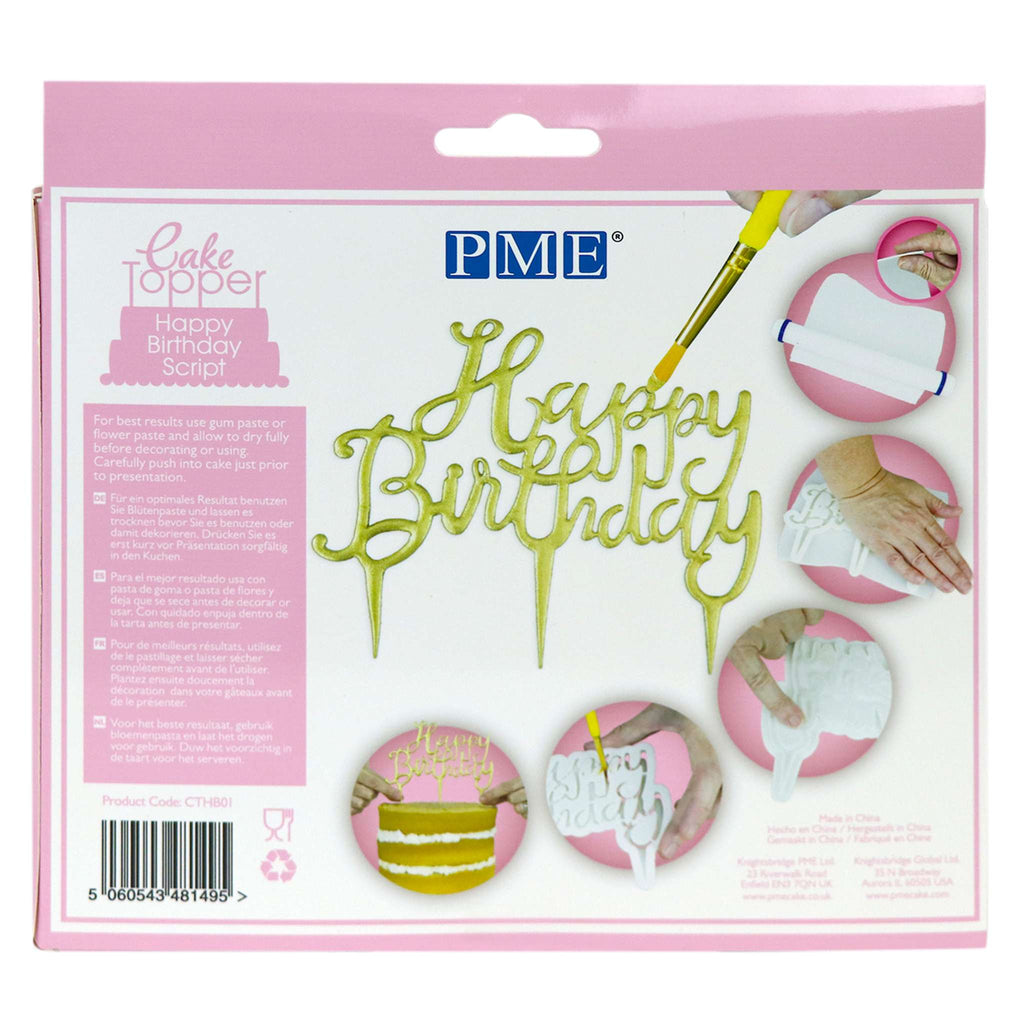 Plastikausstecher - Tortenaufsatz Alles Gute zum Geburtstag Script (185 x 155mm / 7,3 x 6")