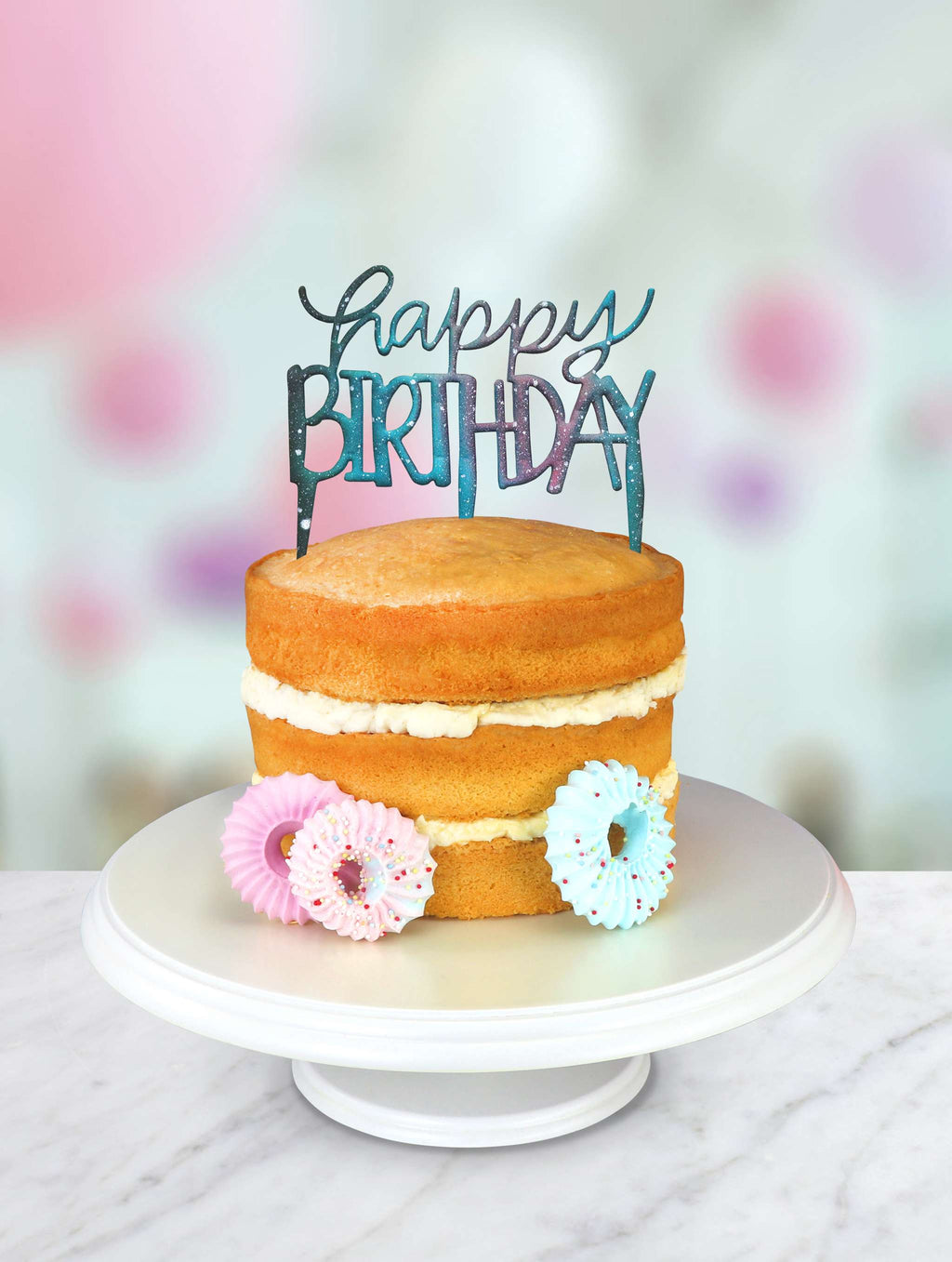 Modern Happy Birthday Cake Topper Cutter