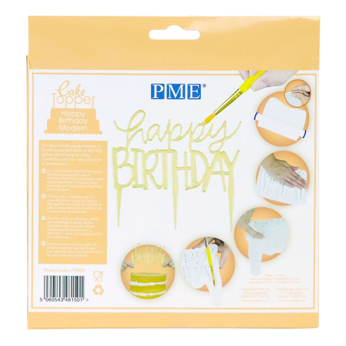 Plastic Uitstekers - Taart Topper Gefeliciteerd Modern (185 x 170mm / 7.3 x 6.7")