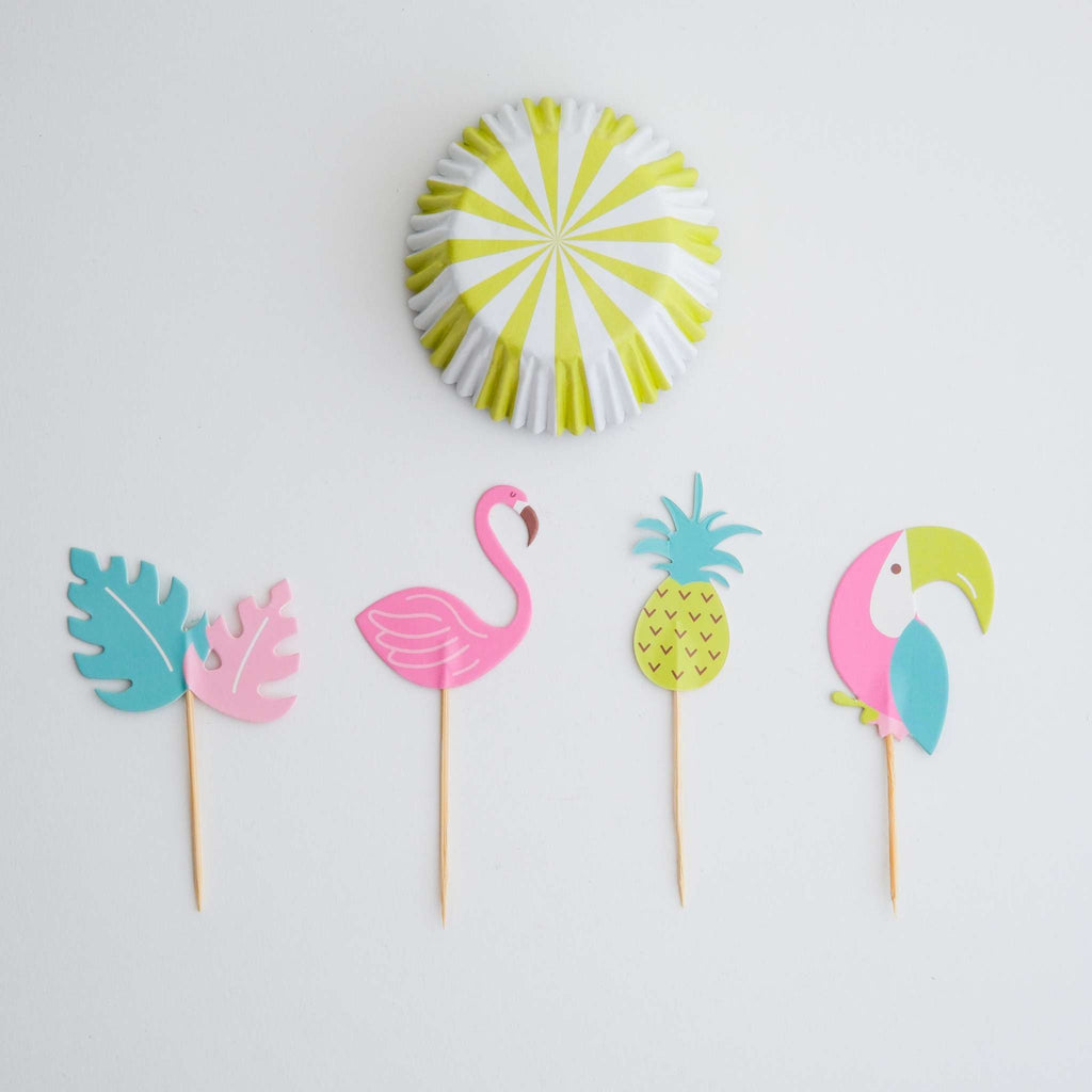 Ensemble de cupcakes - Tropiques (24 caissettes et toppers)