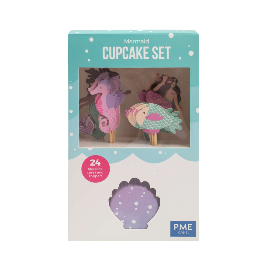 Cupcake-Dekorationsset - Meerjungfrau (24 Förmchen und Toppers)