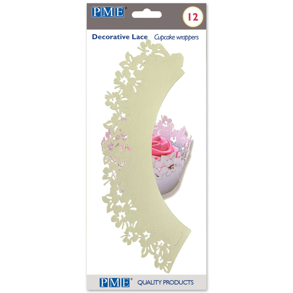 Cupcake-wikkels - Ivoor Bloemen - Pk/12