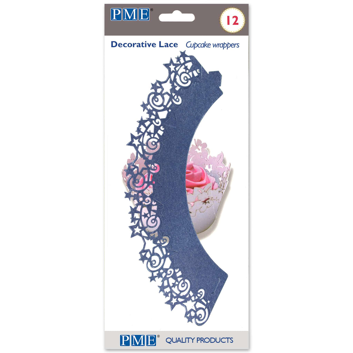 Cupcake-wikkels - Middernacht Blauwe Sterren - Pk/12