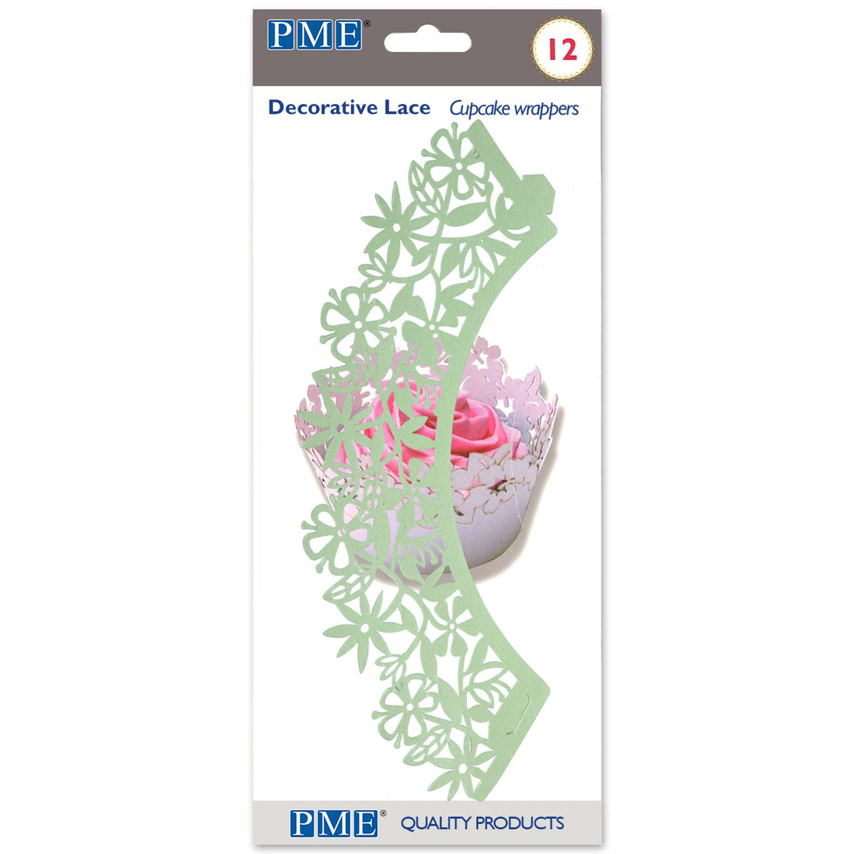 Cupcake-wikkels - Lichtgroene Bloemen - Pk/12