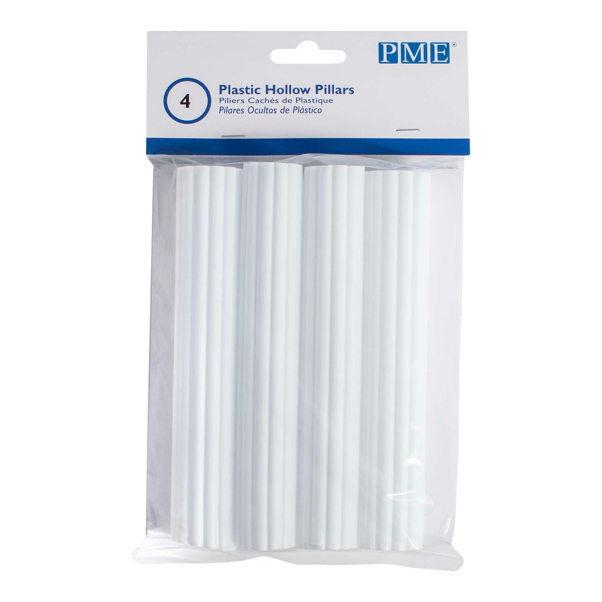 White Plastic Hollow Pillars Pk/4 (6 inch)