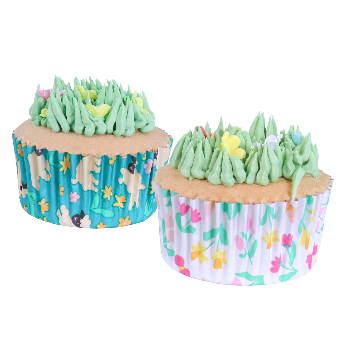Pâques Caissettes à cupcakes en Aluminium - Prairie Printanière (Set de 60)