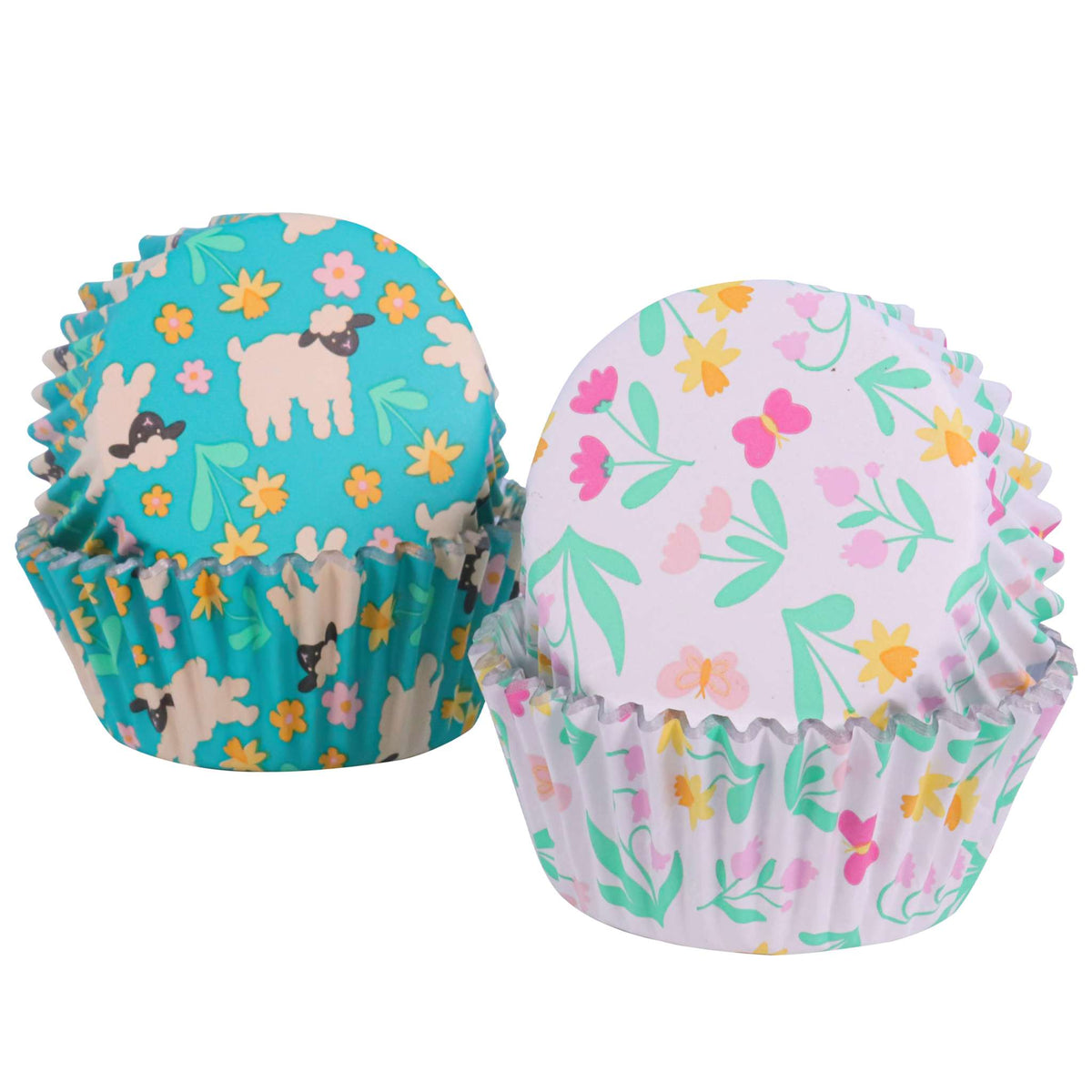 Pâques Caissettes à cupcakes en Aluminium - Prairie Printanière (Set de 60)