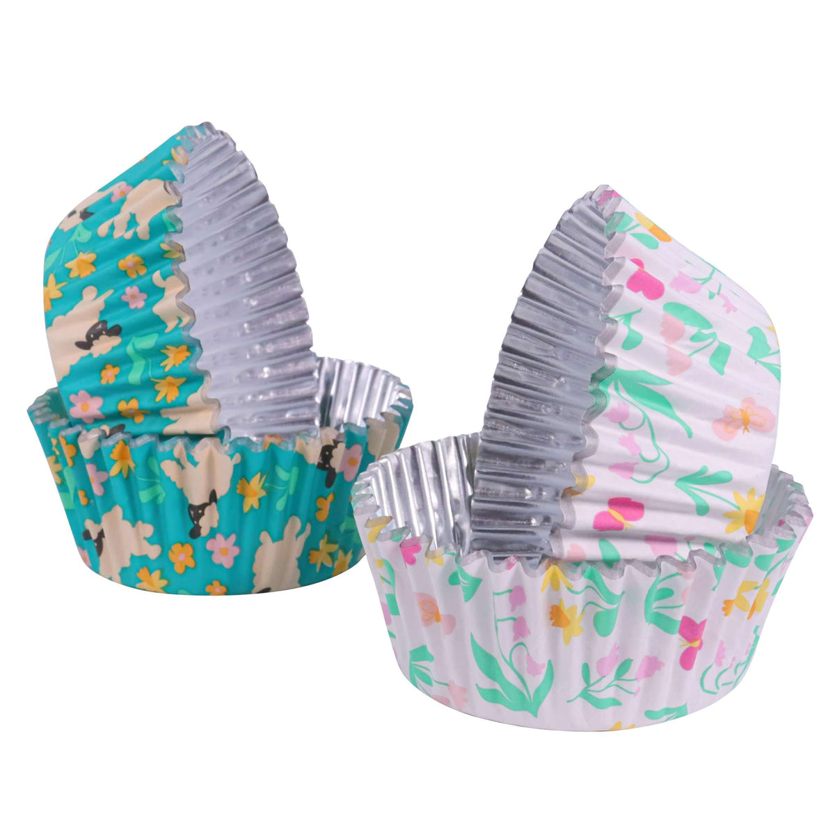 Pâques Caissettes à cupcakes en Aluminium - Prairie Printanière (Set de 60)