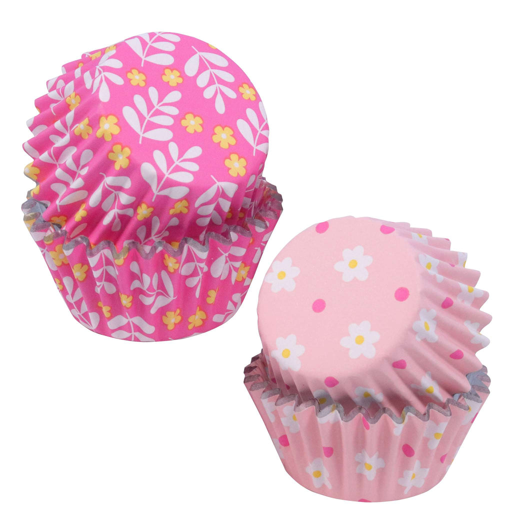 Flowers Mini Foil Lined Cupcake Cases Pk/60