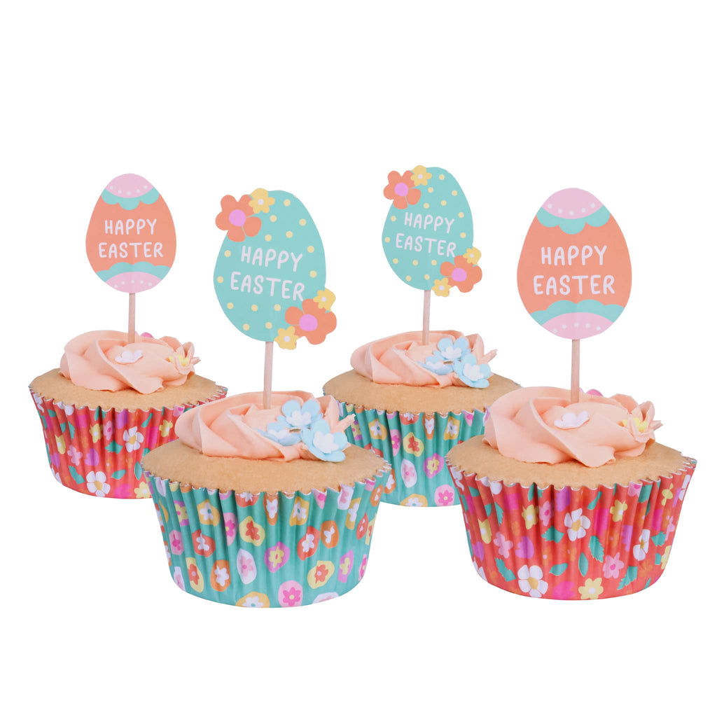 Oster Bakförmchen & Cupcake Dekorationensset - Ostereier (24er-Set)