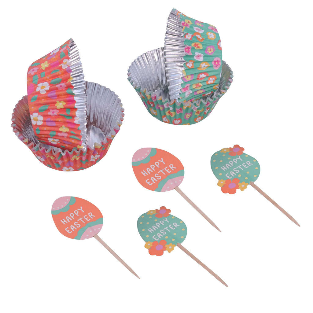 Oster Bakförmchen & Cupcake Dekorationensset - Ostereier (24er-Set)
