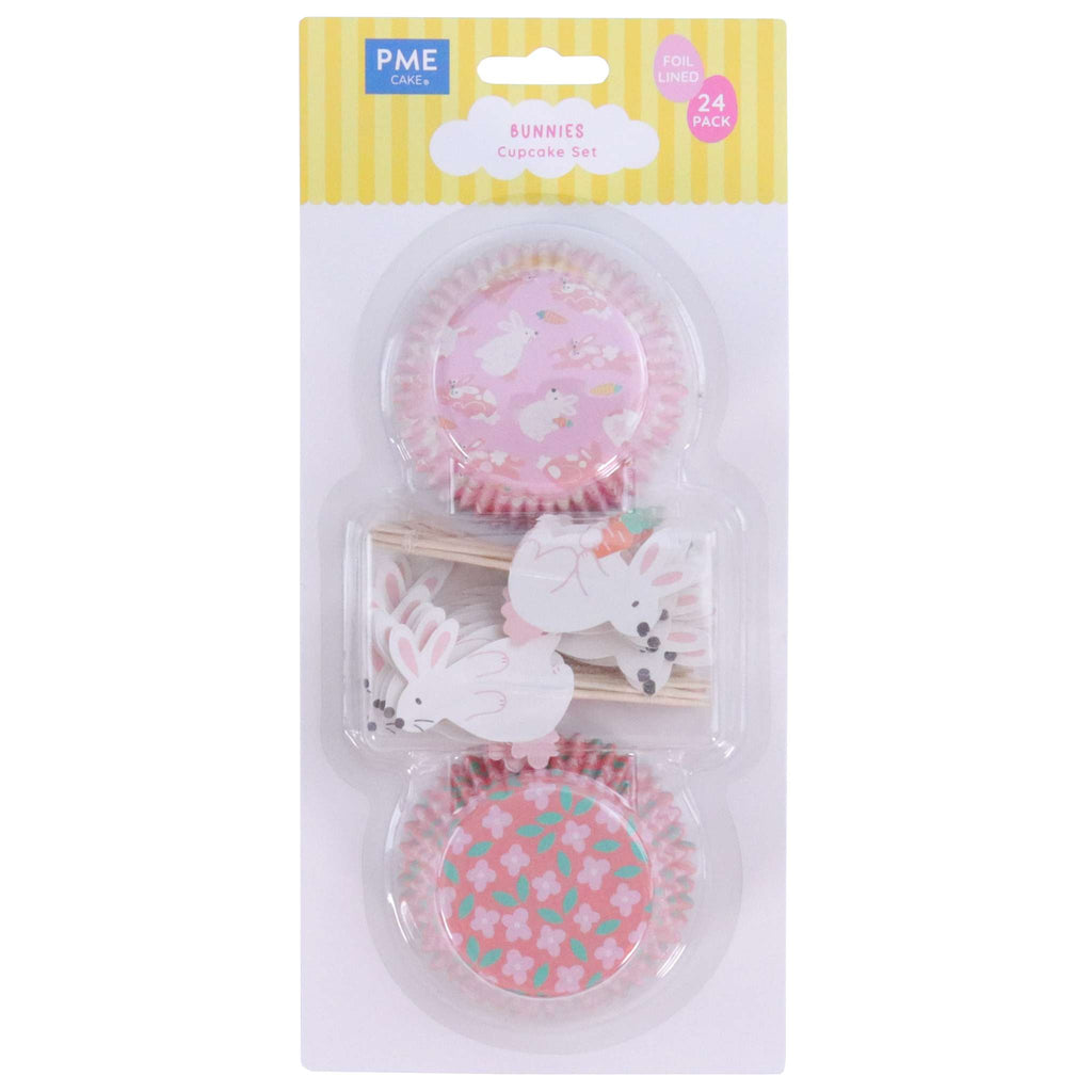 Pascua Set de 24 Cápsulas para cupcakes y Toppers - Conejitos