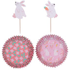 Pascua Set de 24 Cápsulas para cupcakes y Toppers - Conejitos