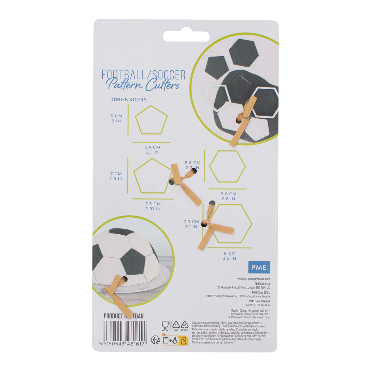 Football/Soccer Pattern Fondant Cutters Set Of 4