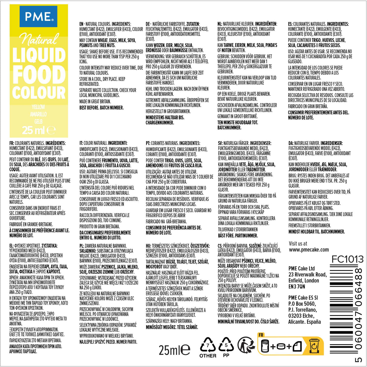 100% Naturel Colorant Alimentaire Liquides - Jaune (25ml)