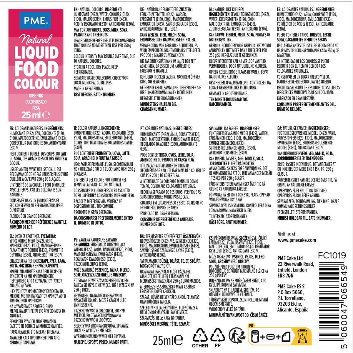 100% Natuurlijke Vloeibare Voedselkleurstof - Roos (25ml)