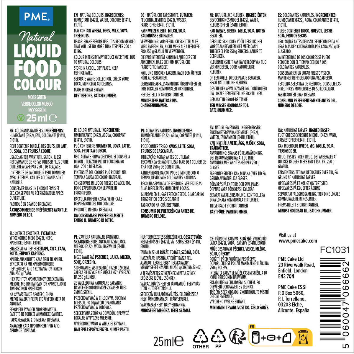 Moss Green Natural Liquid Food Colour (25ml)