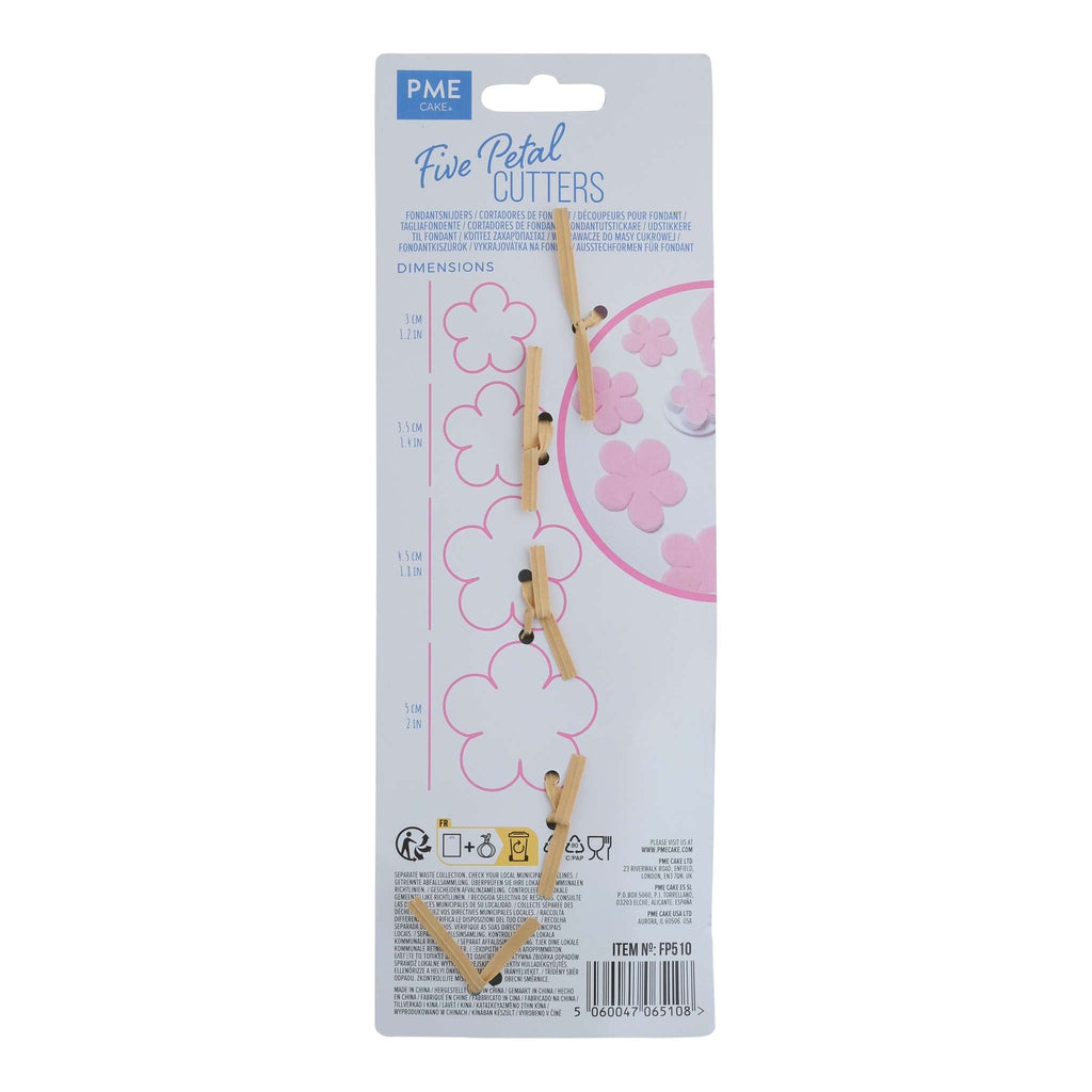 Five Petal Fondant Cutters Set Of 4
