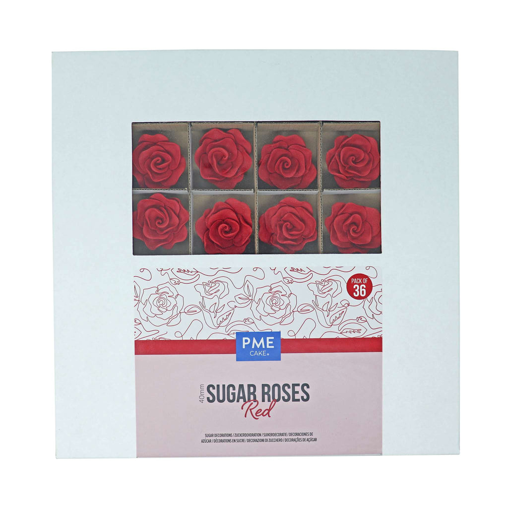 40mm Suikerrozen voor Taartdecoratie, 36 stuks (Rood)