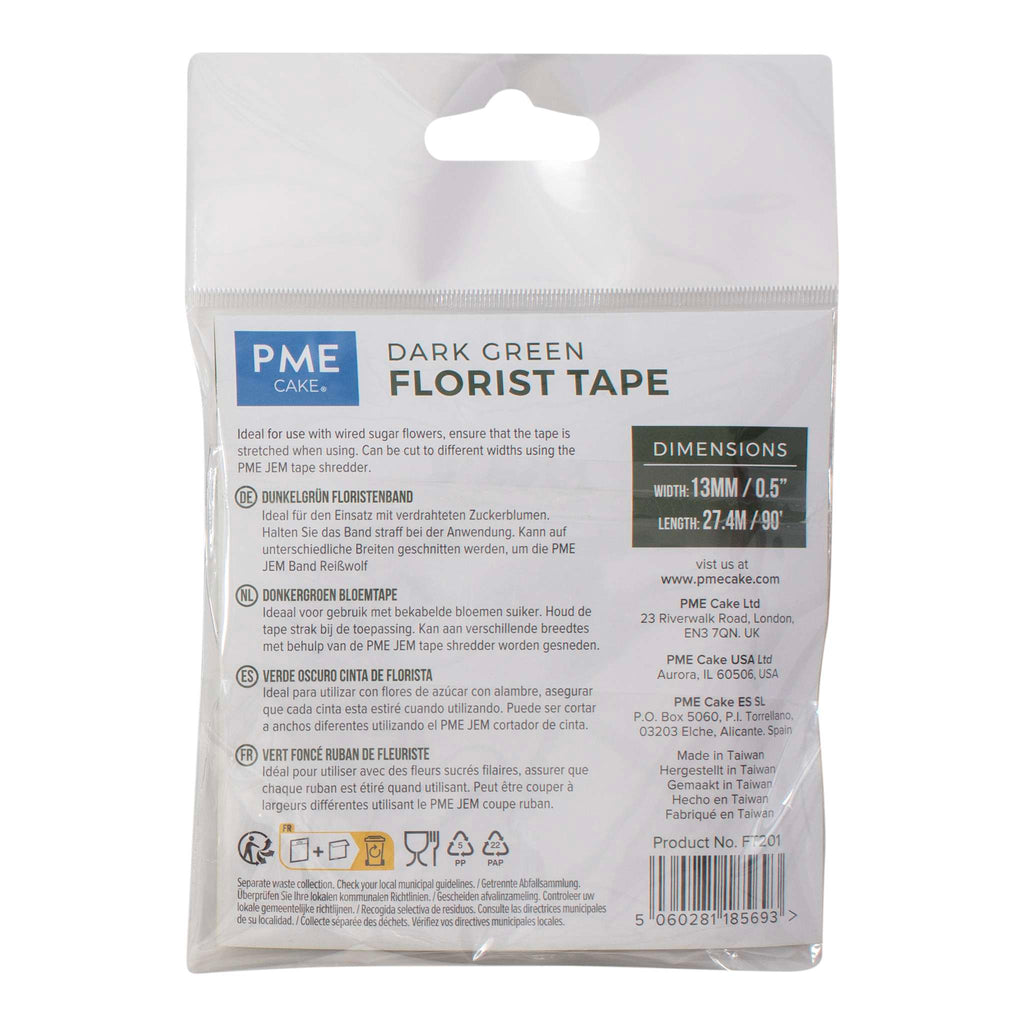 Ruban floral - Vert foncé (13mm x 17,4m / 0,5 x 1080")