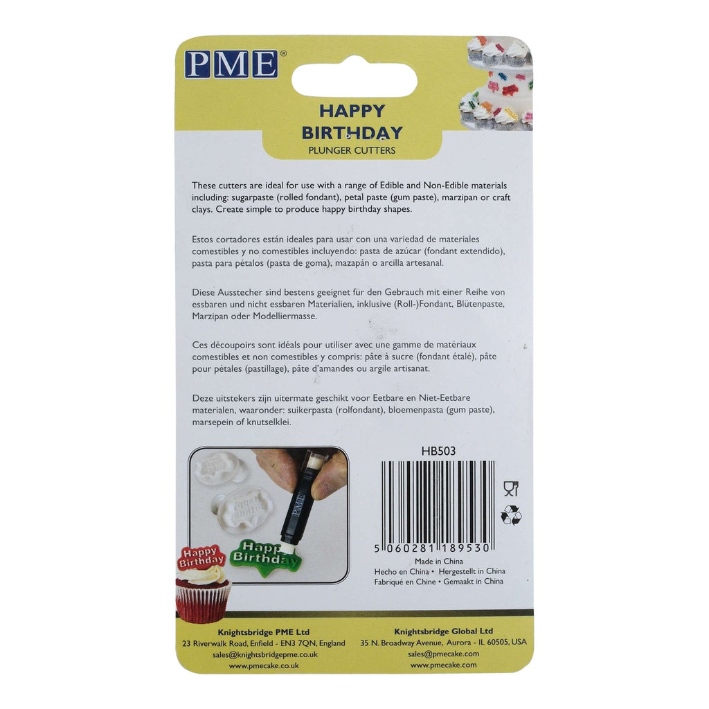 Happy Birthday Fondant Plunger Cutters Set Of 2
