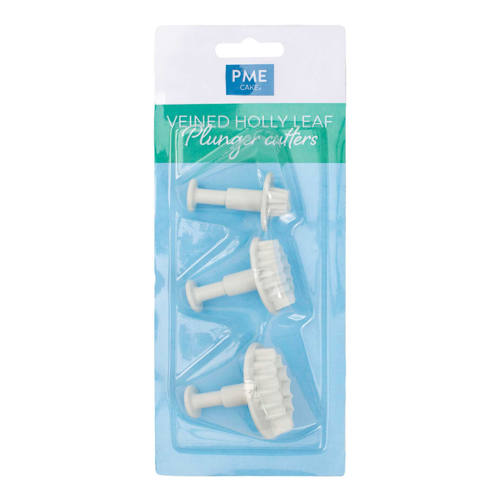 Foliage Ausstecher mit Auswerfer - S/M/L Adriges Stechpalmenblatt Set von 3