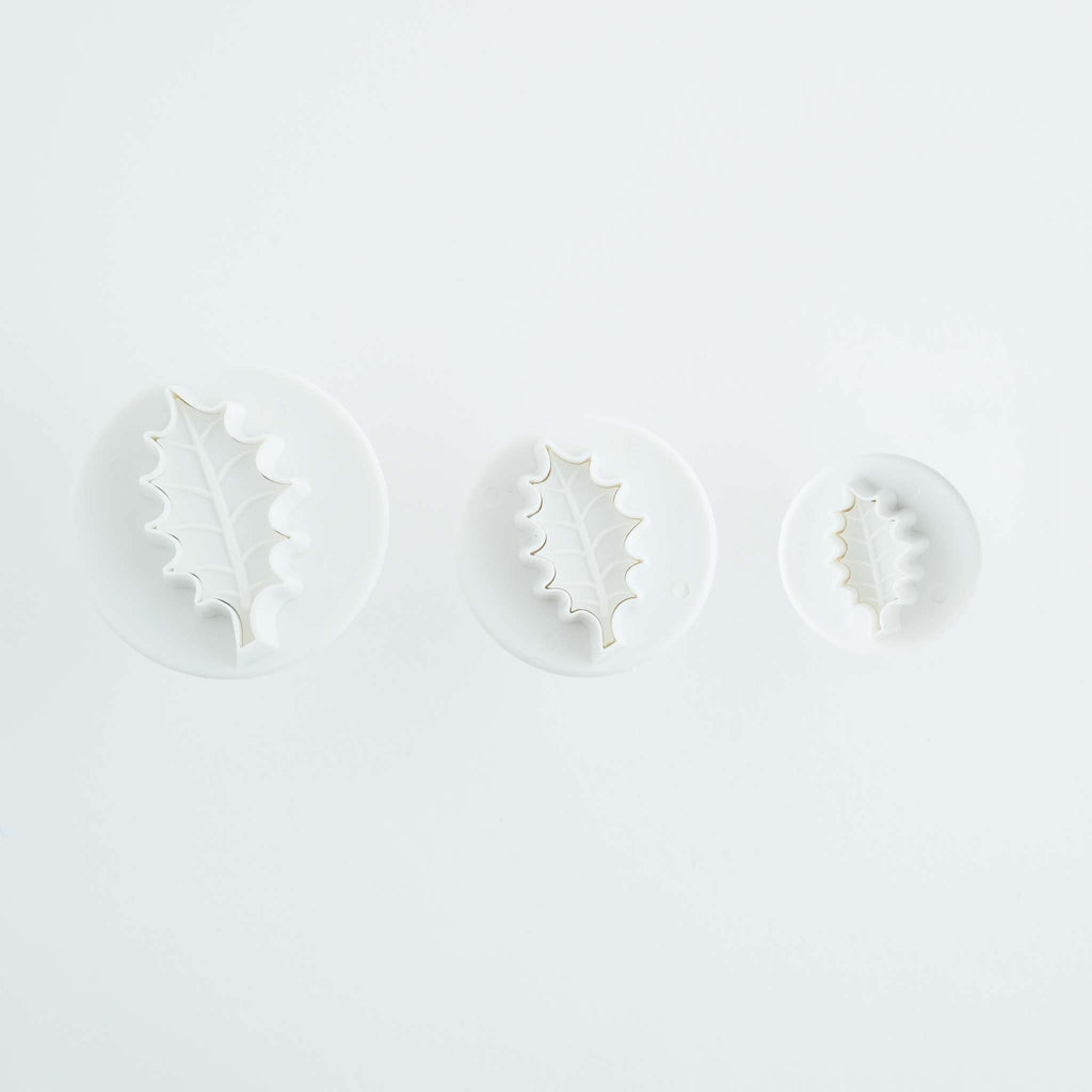 Foliage Ausstecher mit Auswerfer - S/M/L Adriges Stechpalmenblatt Set von 3