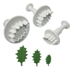 Foliage Ausstecher mit Auswerfer - S/M/L Adriges Stechpalmenblatt Set von 3