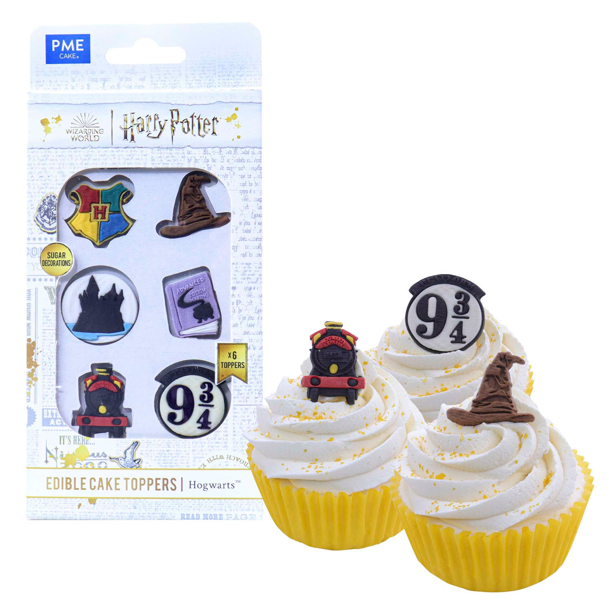 Harry Potter Set de 6 Toppers de Cupcakes Comestibles, Poudlard
