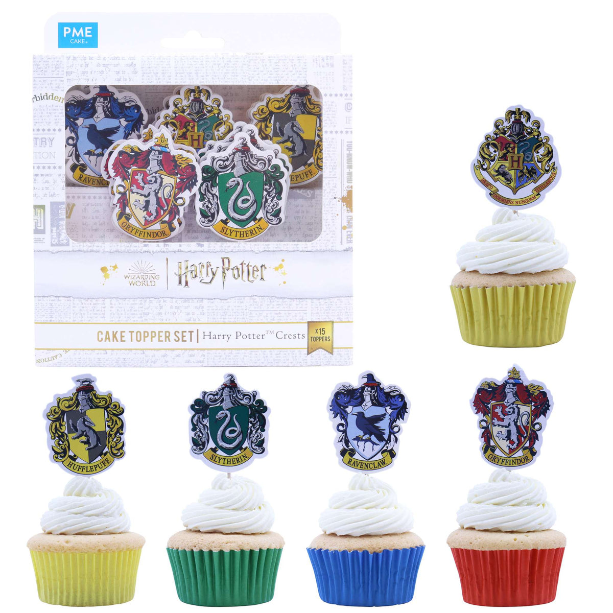 Harry Potter Taarttoppers, 15 stuks, Hogwarts Wapens