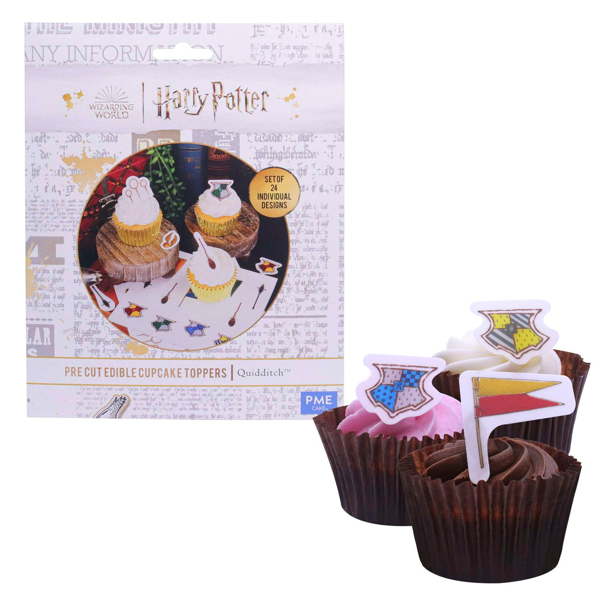 Harry Potter Décorations pour Cupcakes Feuille en Sucre, 24 pièces, Quidditch