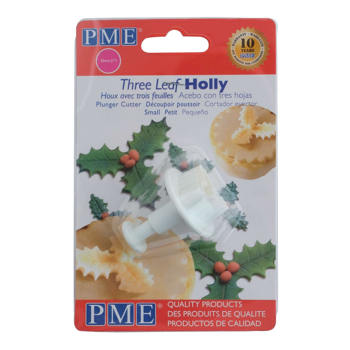 Three Leaf Holly Plunger Fondant Cutter (25mm / 1")