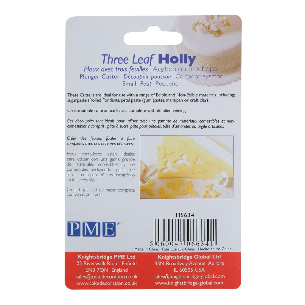 Three Leaf Holly Plunger Fondant Cutter (25mm / 1")