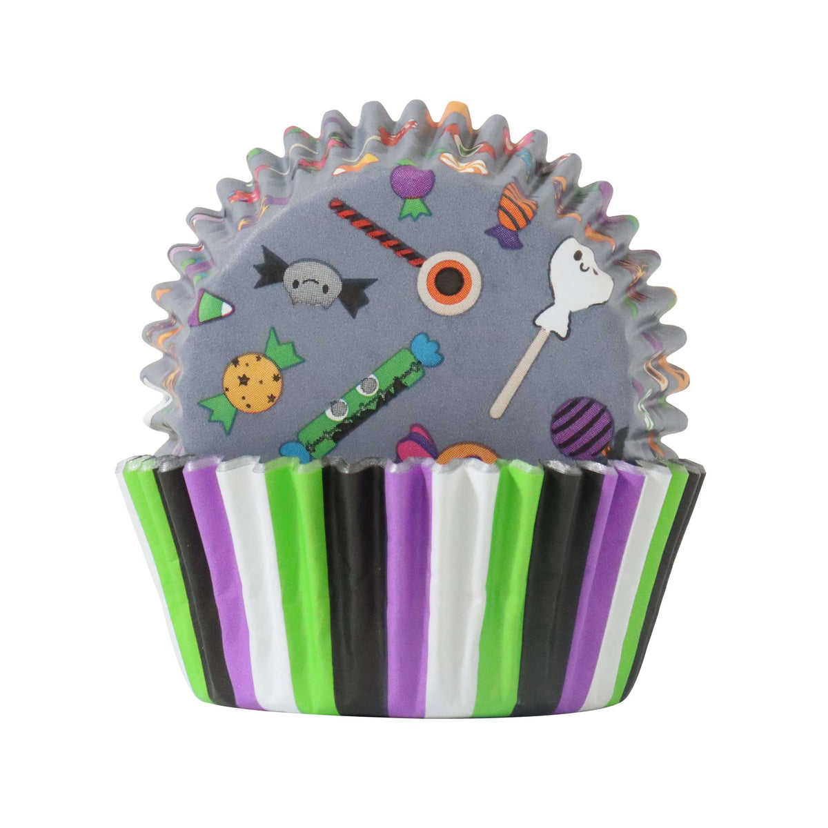 Halloween Caissettes à cupcakes en Aluminium - Farce ou Friandise (60 pièces)