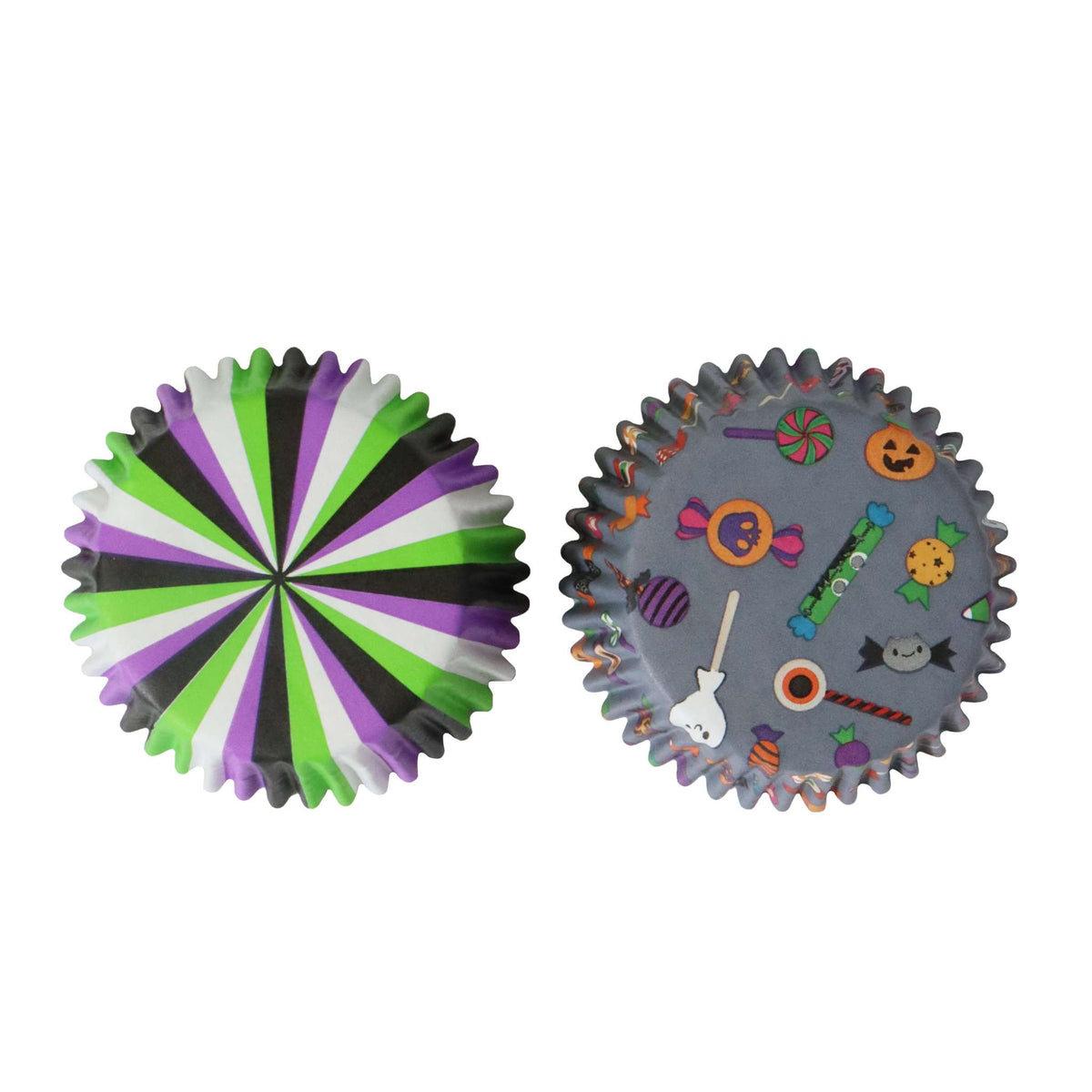 Halloween Caissettes à cupcakes en Aluminium - Farce ou Friandise (60 pièces)