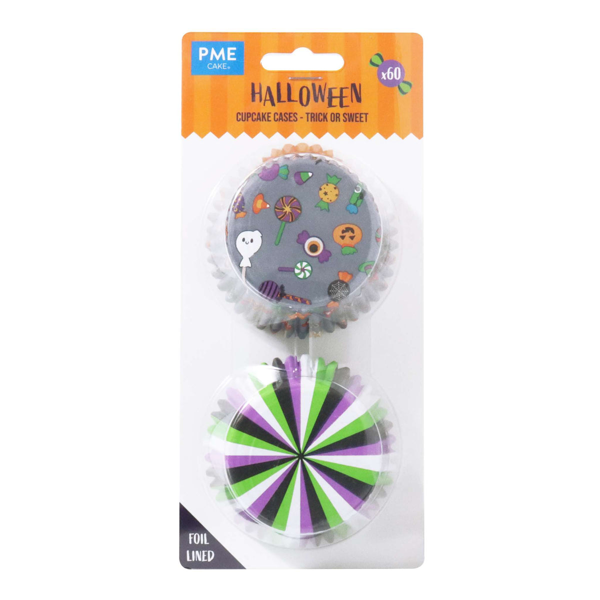 Halloween Caissettes à cupcakes en Aluminium - Farce ou Friandise (60 pièces)