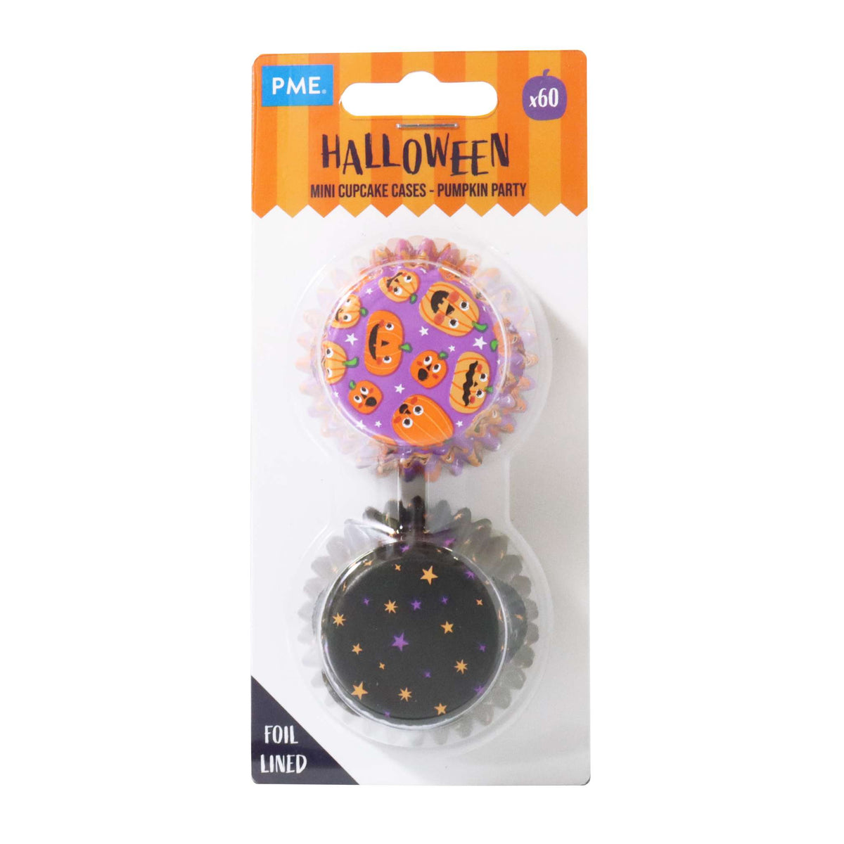 Pumpkin Party Mini Foil Lined Cupcake Cases Pk/60