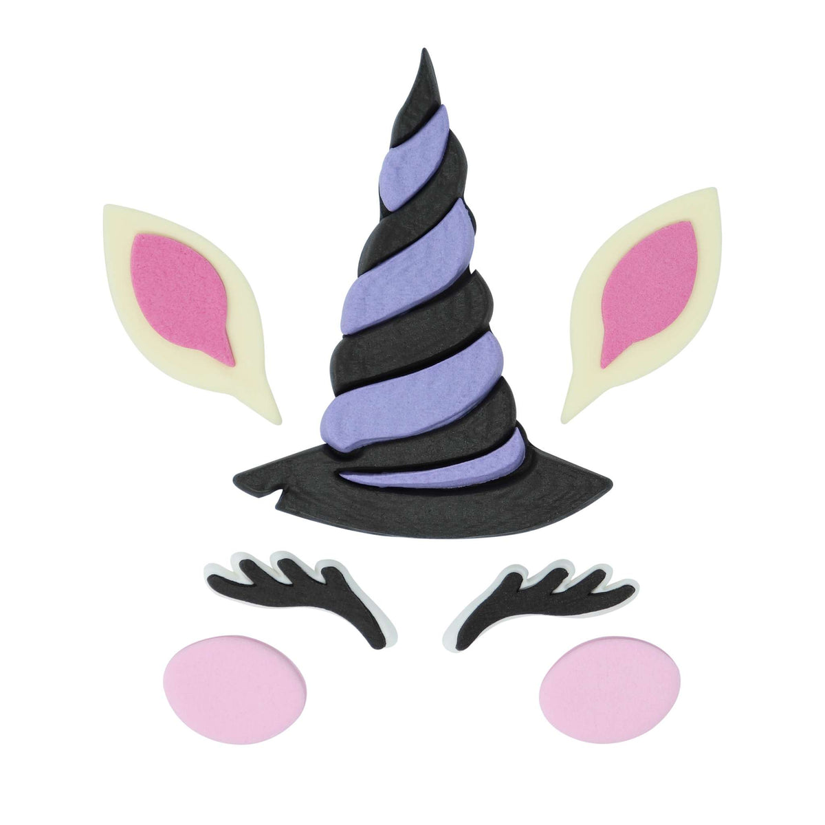 Cake-A-Face Witch Unicorn Edible Cake Decorations Set Of 7  (78.6g / 2.77 OZ.)