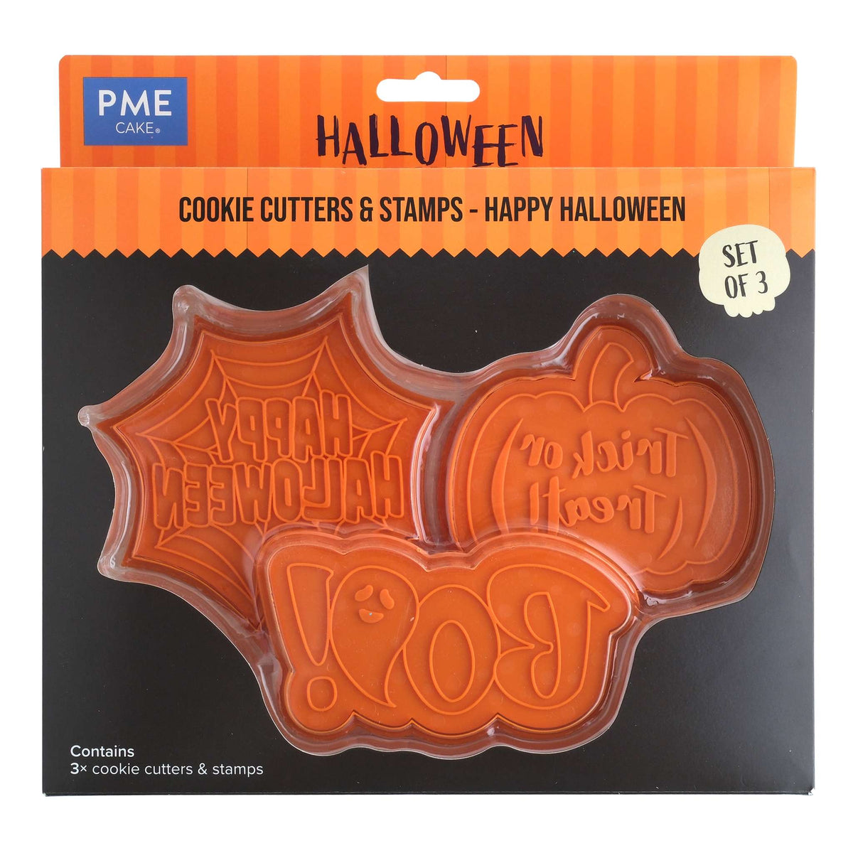Happy Halloween Cookie Cutters & Stamps Set Of 3