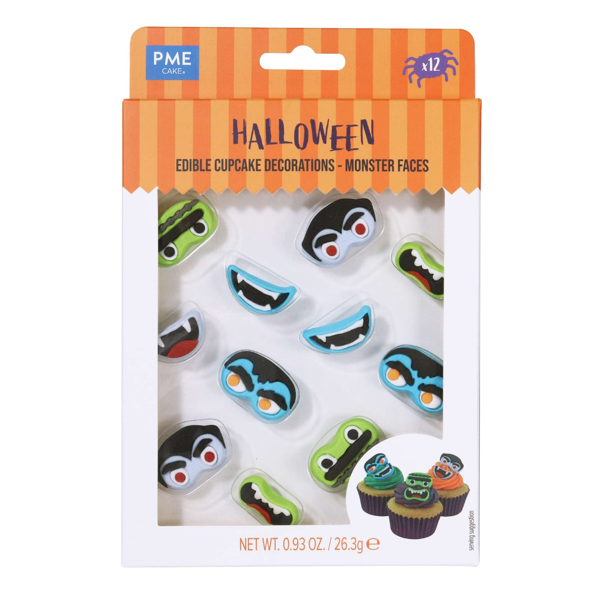 Monster Faces Edible Cupcake Decorations Pk/12  (26.3g / 0.93oz)