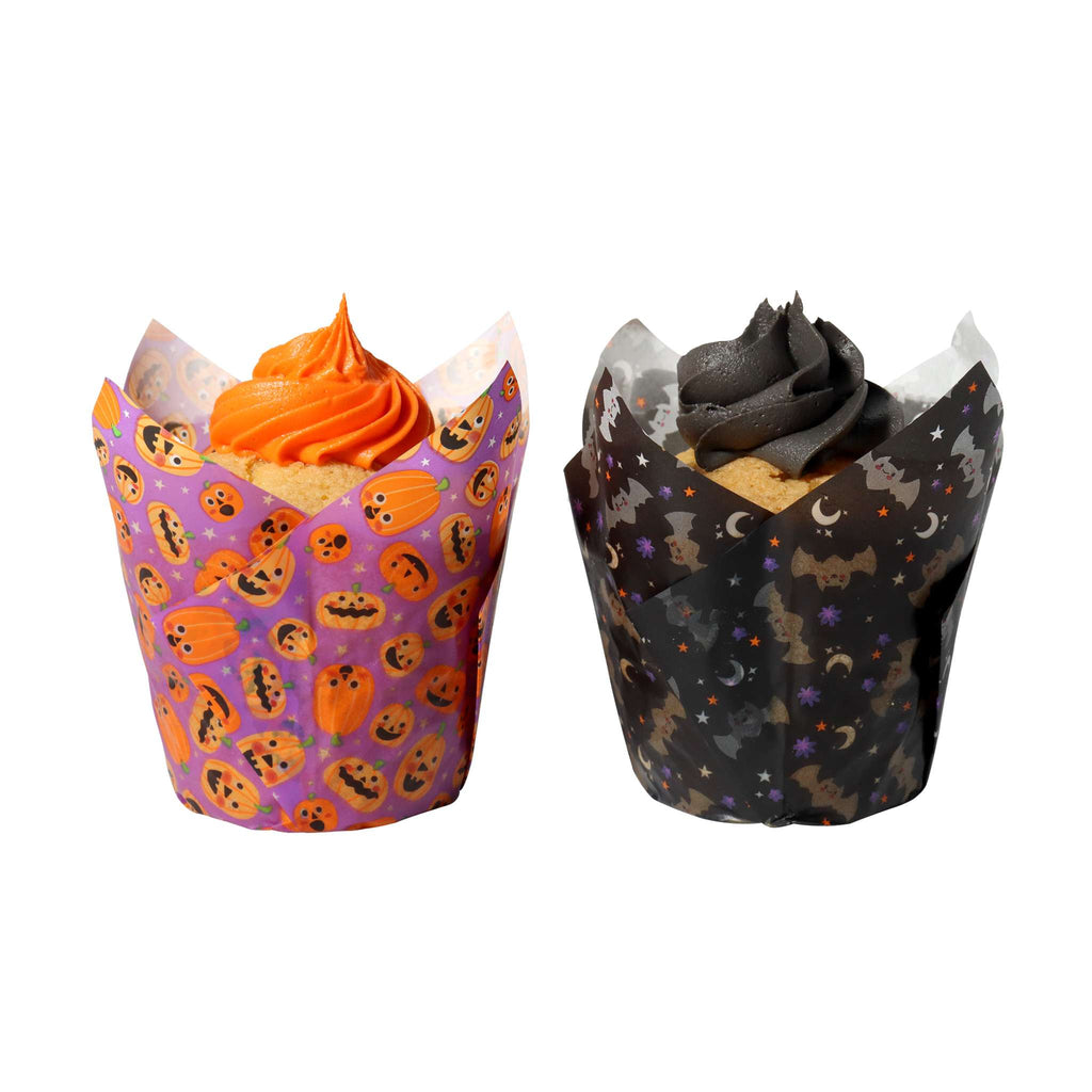 Halloween Tulpen-Muffinförmchen - Kürbisparty (24 Stück)