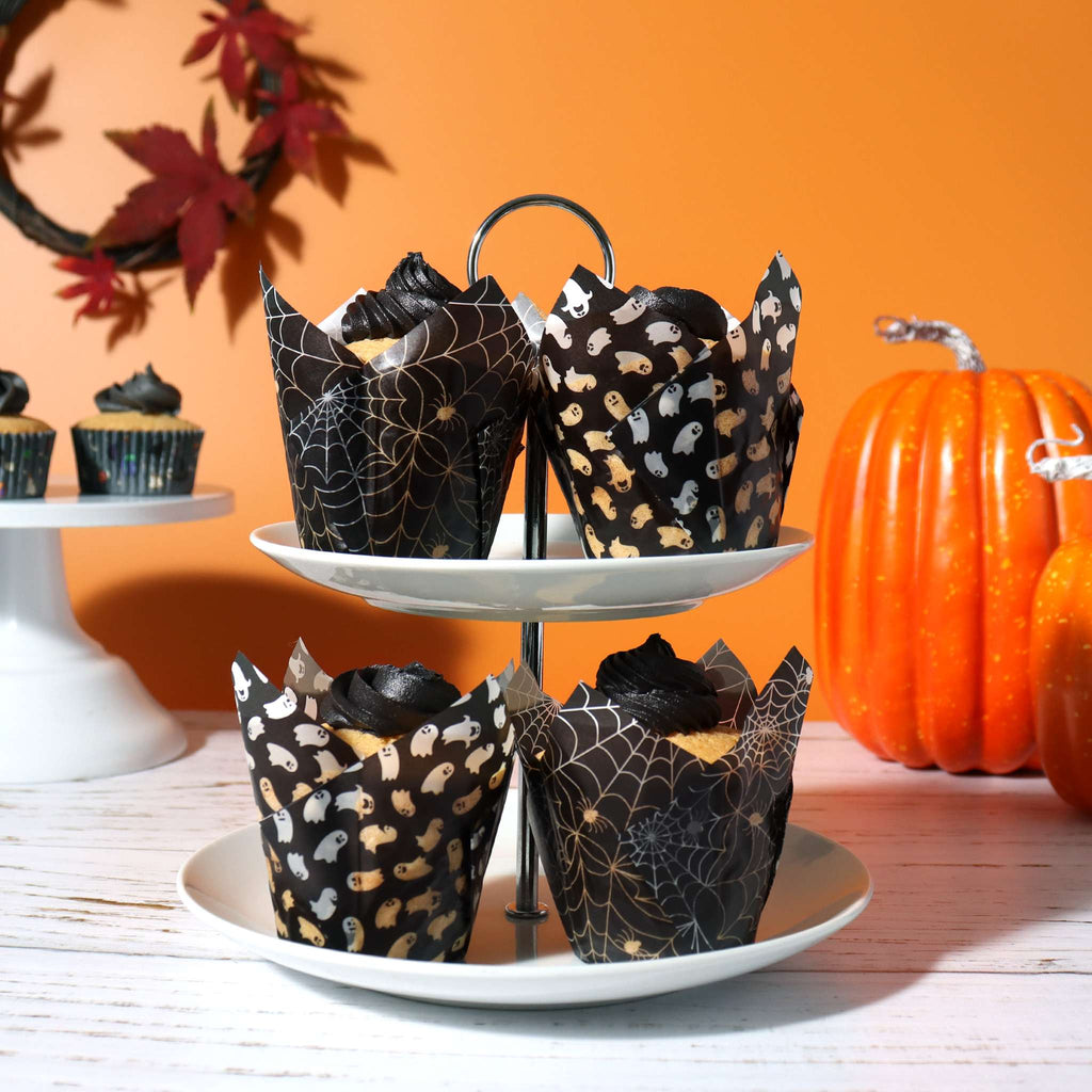 Halloween Caissettes à Muffins en forme de Tulipe - Nuit Terrifiante (24 pièces)