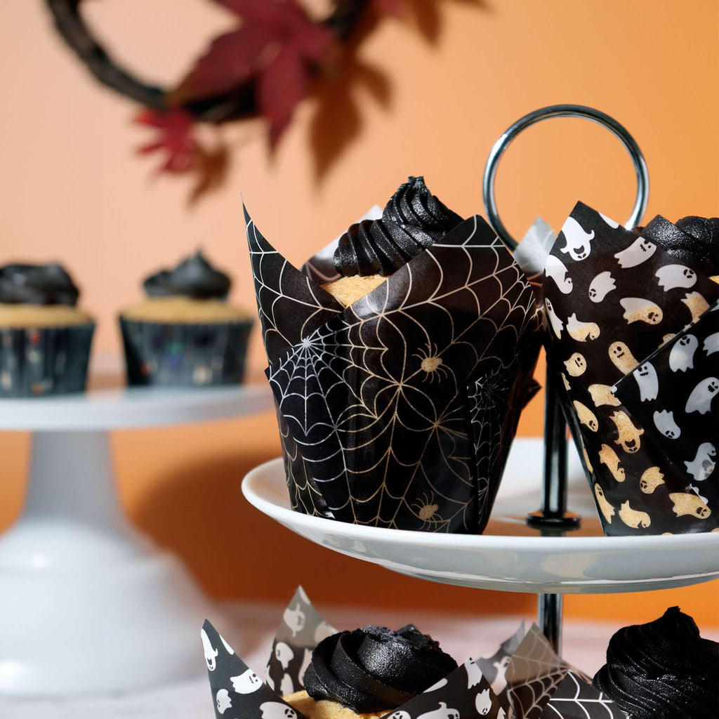Halloween Caissettes à Muffins en forme de Tulipe - Nuit Terrifiante (24 pièces)