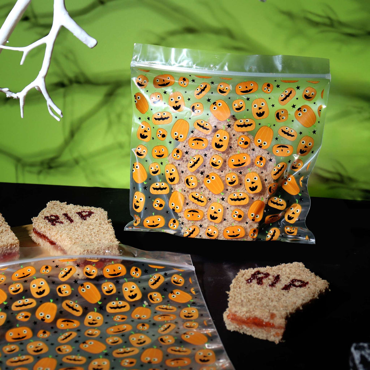 20 Sacs à friandises en Plastique refermables pour Halloween - Fête des Citrouilles