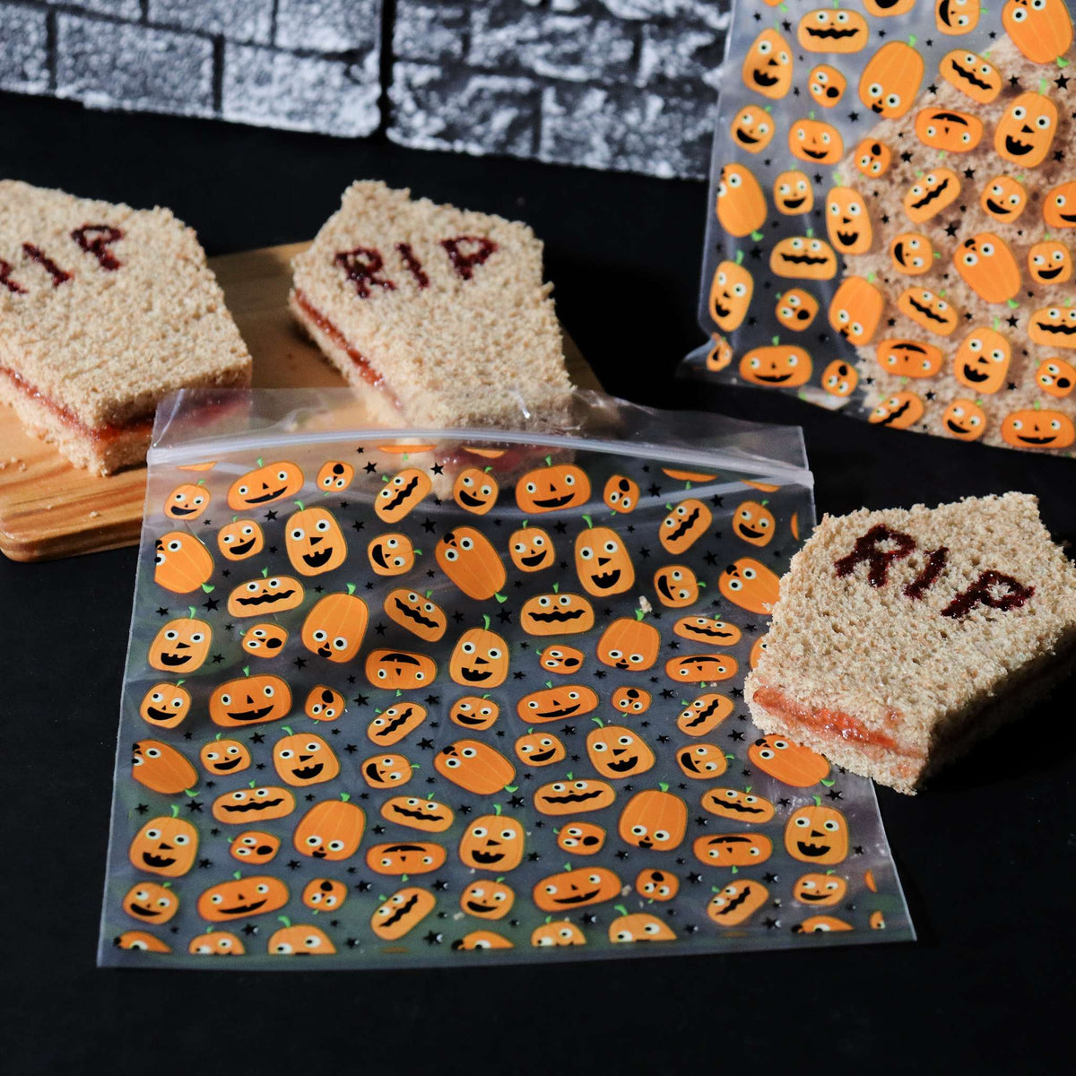 20 Sacs à friandises en Plastique refermables pour Halloween - Fête des Citrouilles